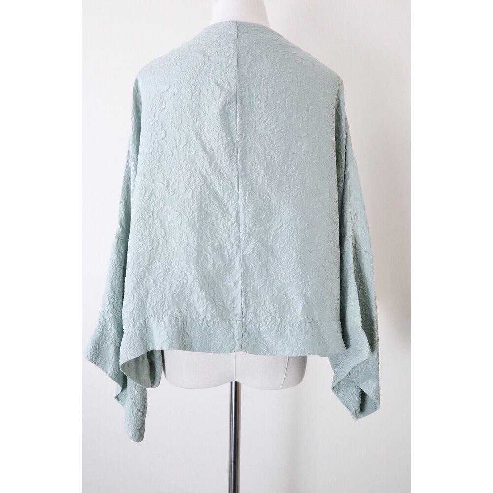 bryn walker Size S Silk Jacquard Kimono Jacket Wide Sleeve Short Light Blue - Picture 10 of 14